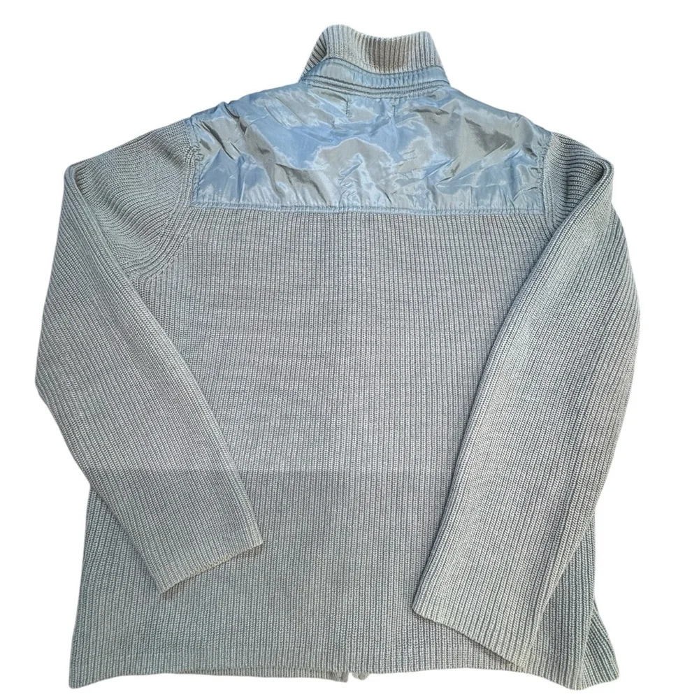 Kenneth Cole New York Gray Zip-Up Ribbed knit Sweater Fisherman Grandpa Core